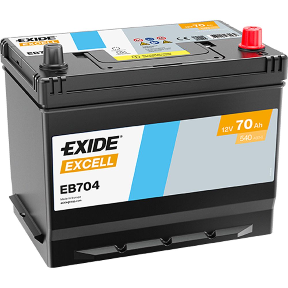 Exide EB704 70 Ah / 540 A aku, P 270 x L 173 x K 222, -+