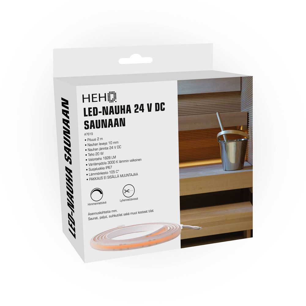 HEHQ COB-LED saunavalonauha 24 V 1828 lm 3000K 2 m IP67
