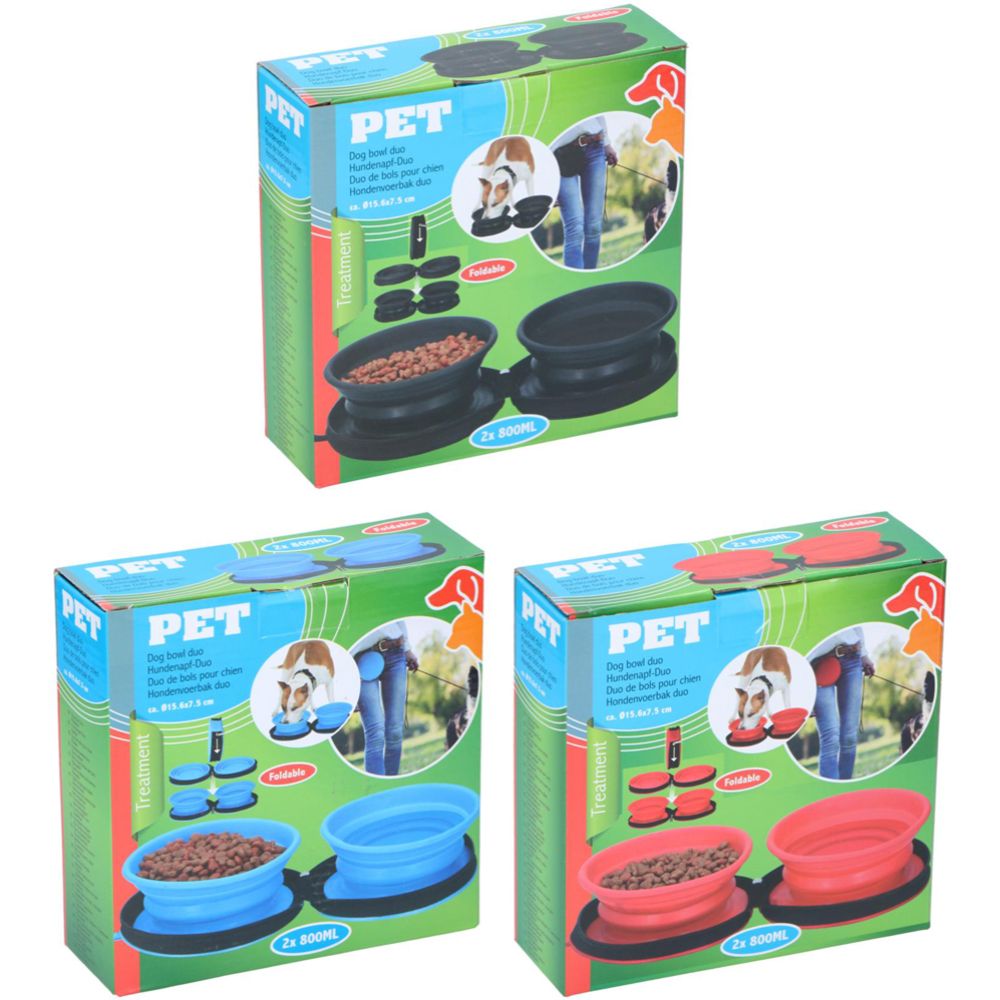 Pet Treatment Koiran taitettava tuplaruokakuppi 2 x 800 ml