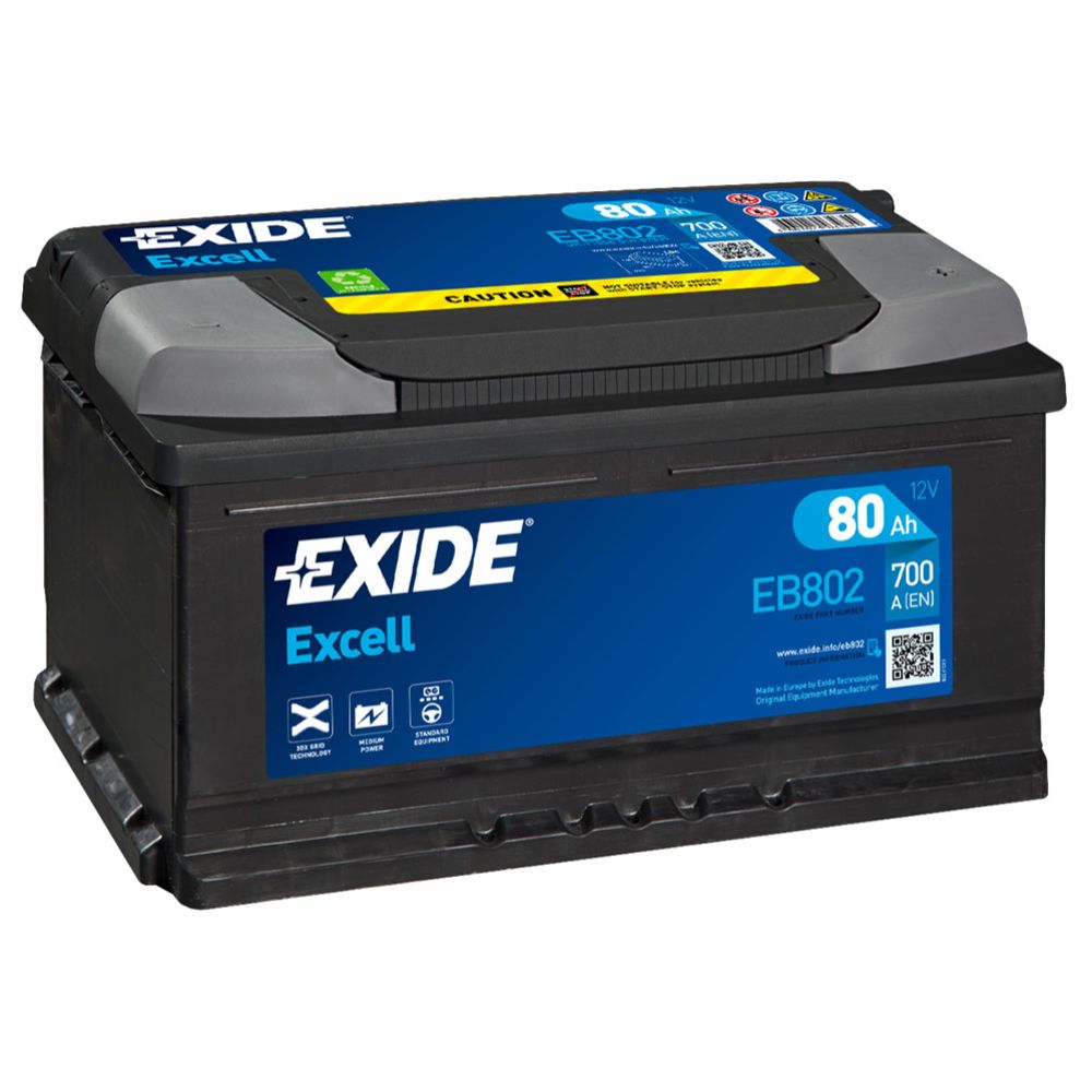 Exide EB802 80 Ah / 700 A aku, P 315 x L 175 x K 175 -+