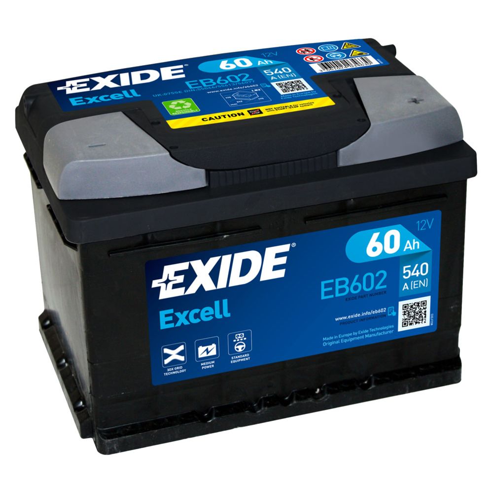 Exide EB602 60 Ah / 540 A aku, P 242 x L 175 x K 175 -+