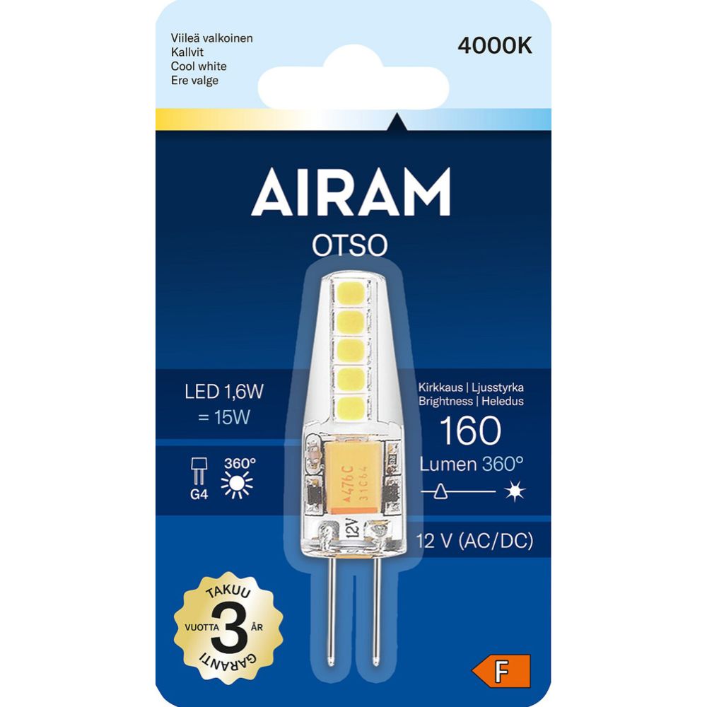 Airam LED-lamppu PO G4 12V 1,6W 160lm 4000K