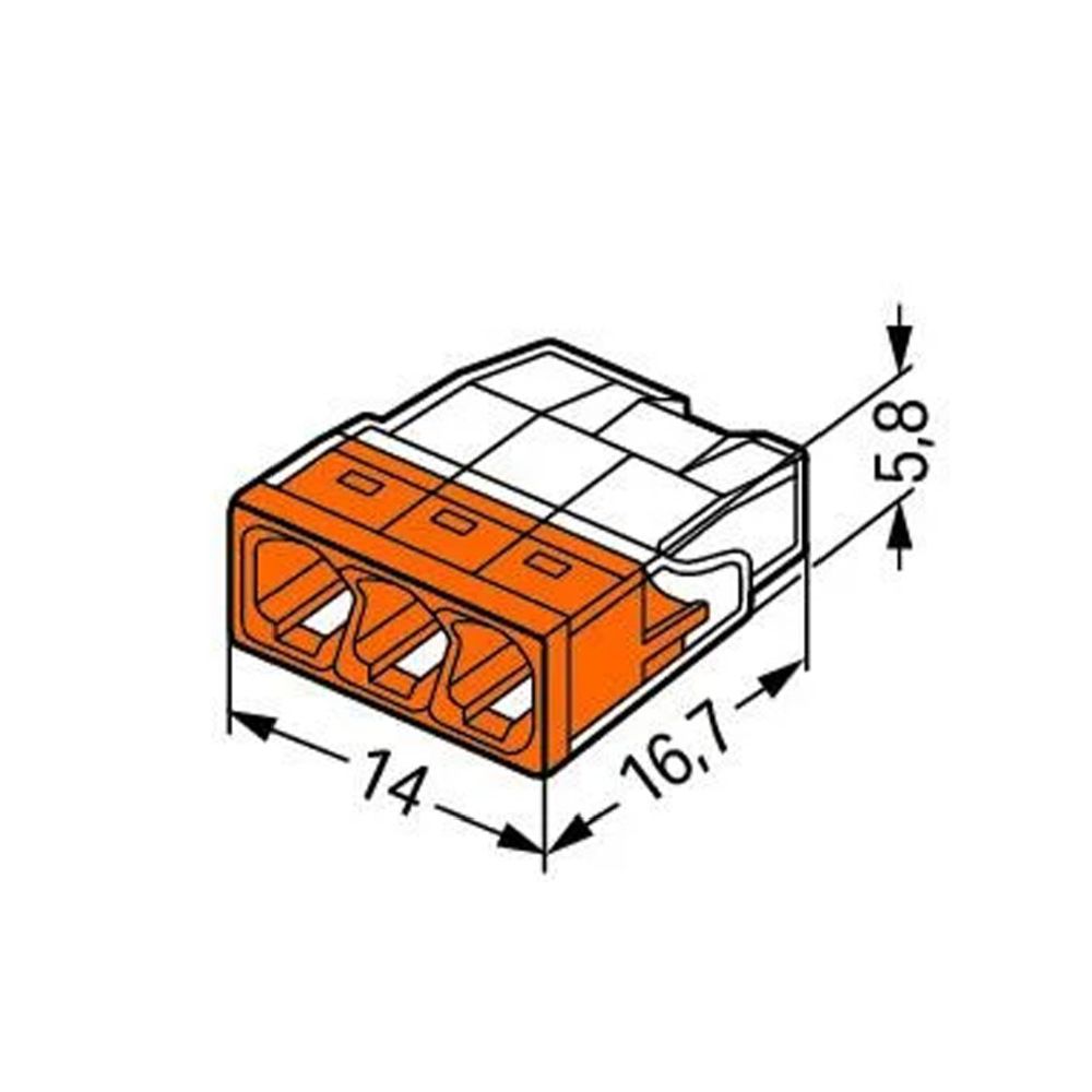 Wago 3-polig toppklämma 0,5–2,5 mm² orange 30 st.