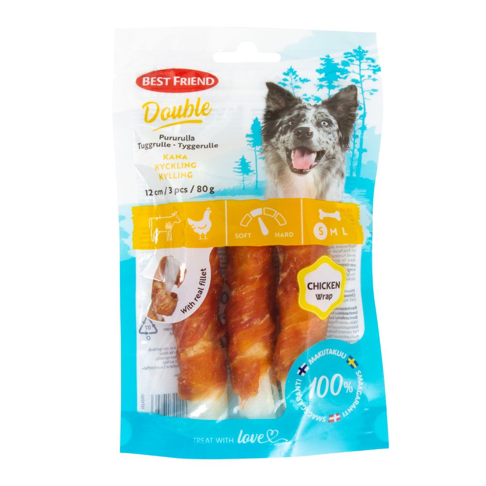 Best Friend Double kanafileega närimispulk, 12 cm, 3 tk, 80 g
