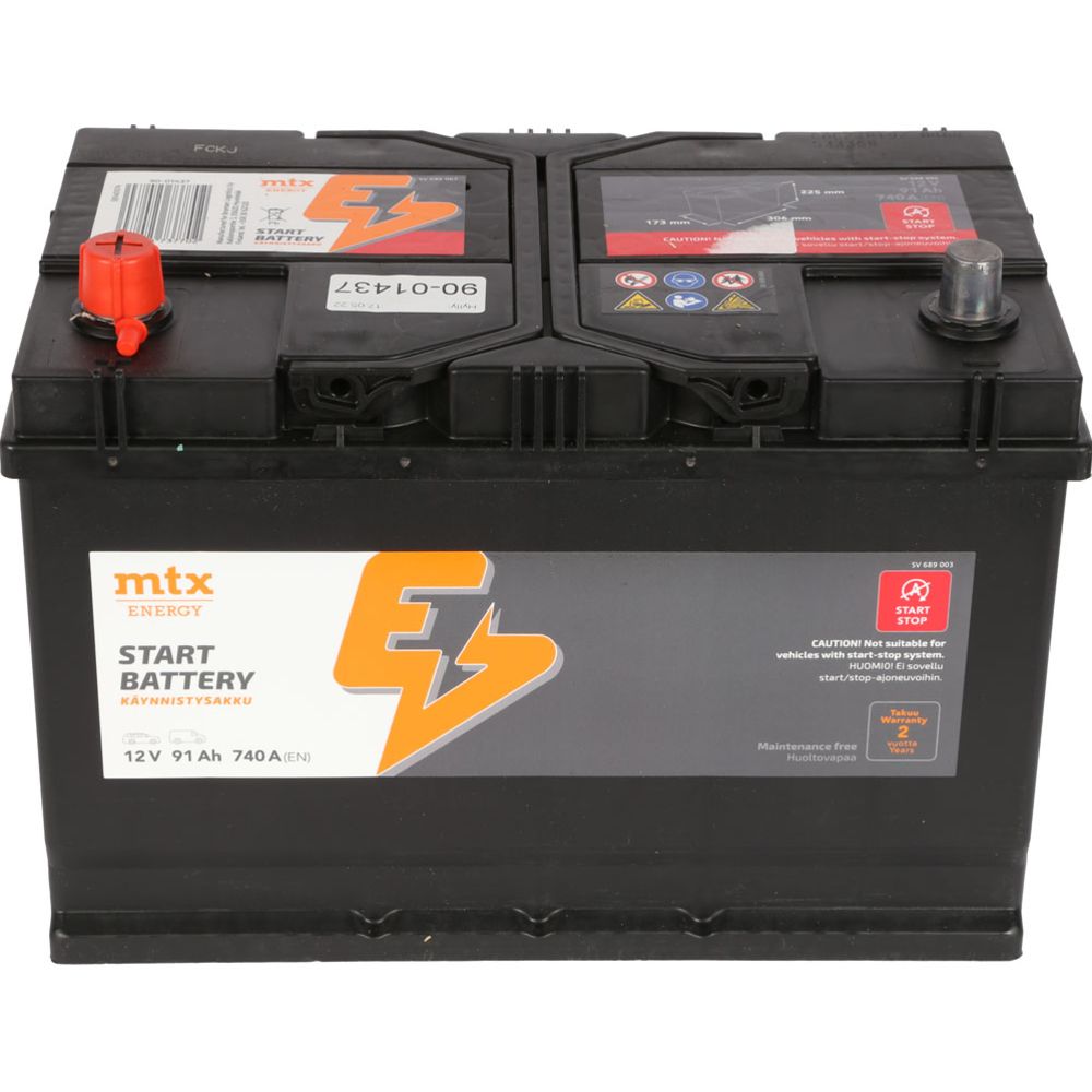 MTX Energy käivitusaku, 91 Ah / 740 A, P 306 x L 173 x K 225, +-