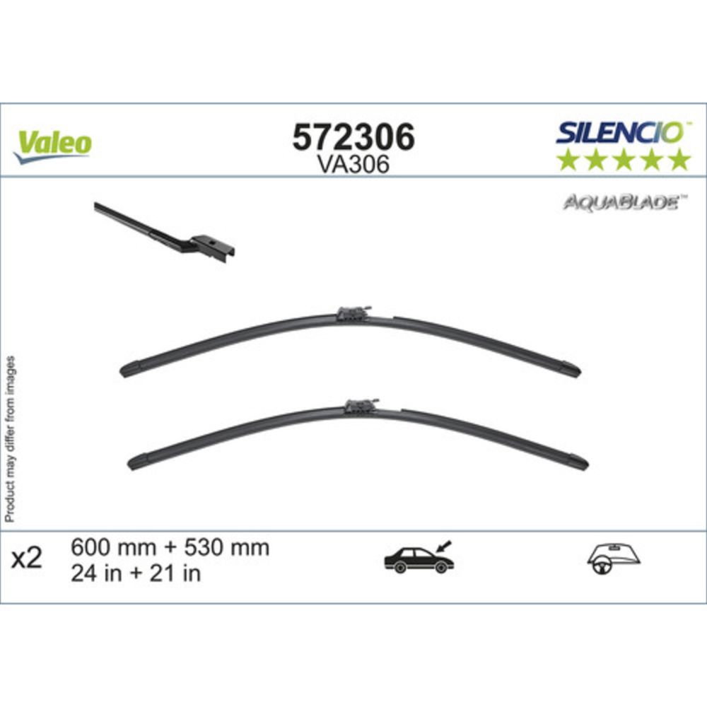 Valeo Silencio Aquablade VA306 pyyhkijänsulkapari 60 + 53 cm