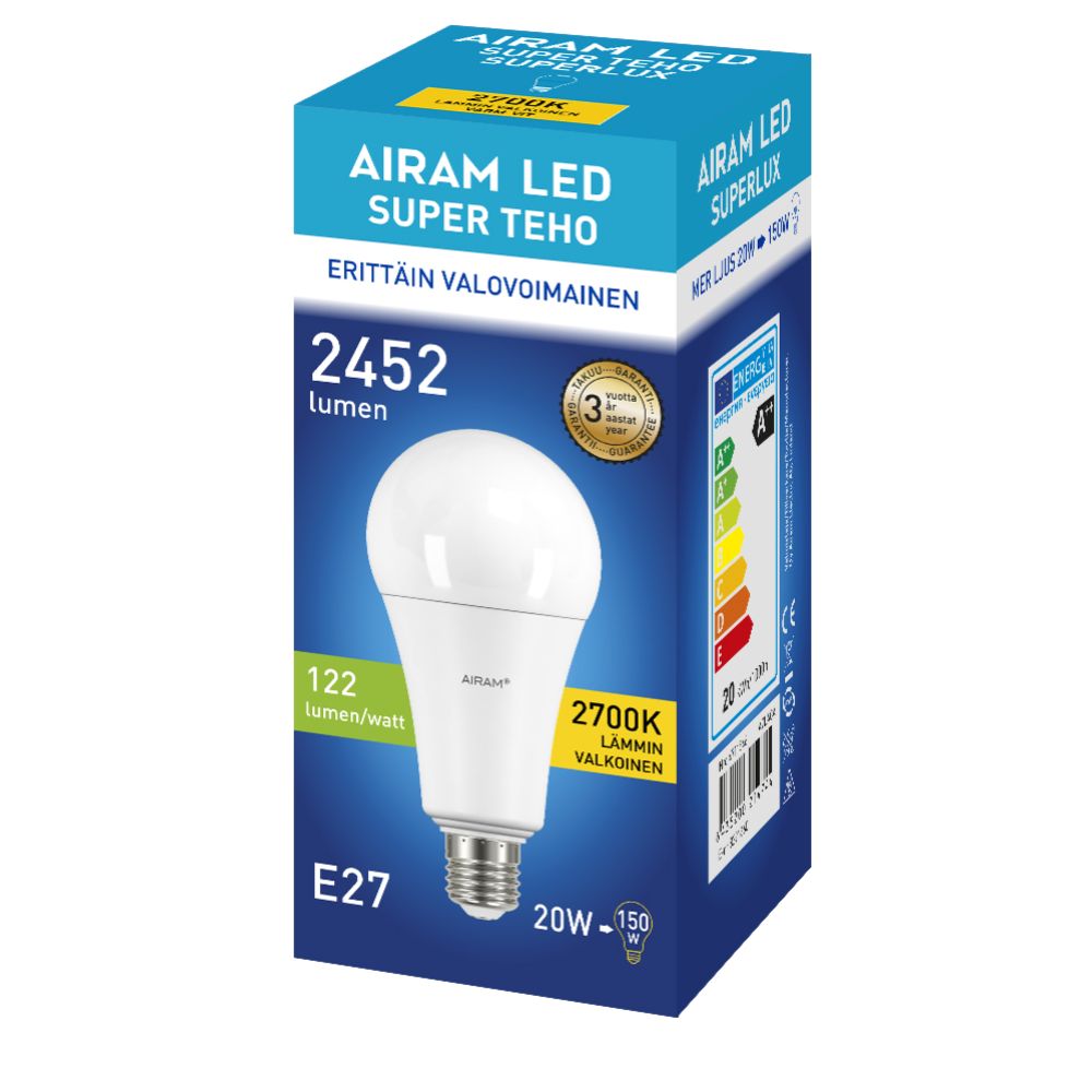 Airam LED pallolamppu E27 20W 2700 K 2452 lm