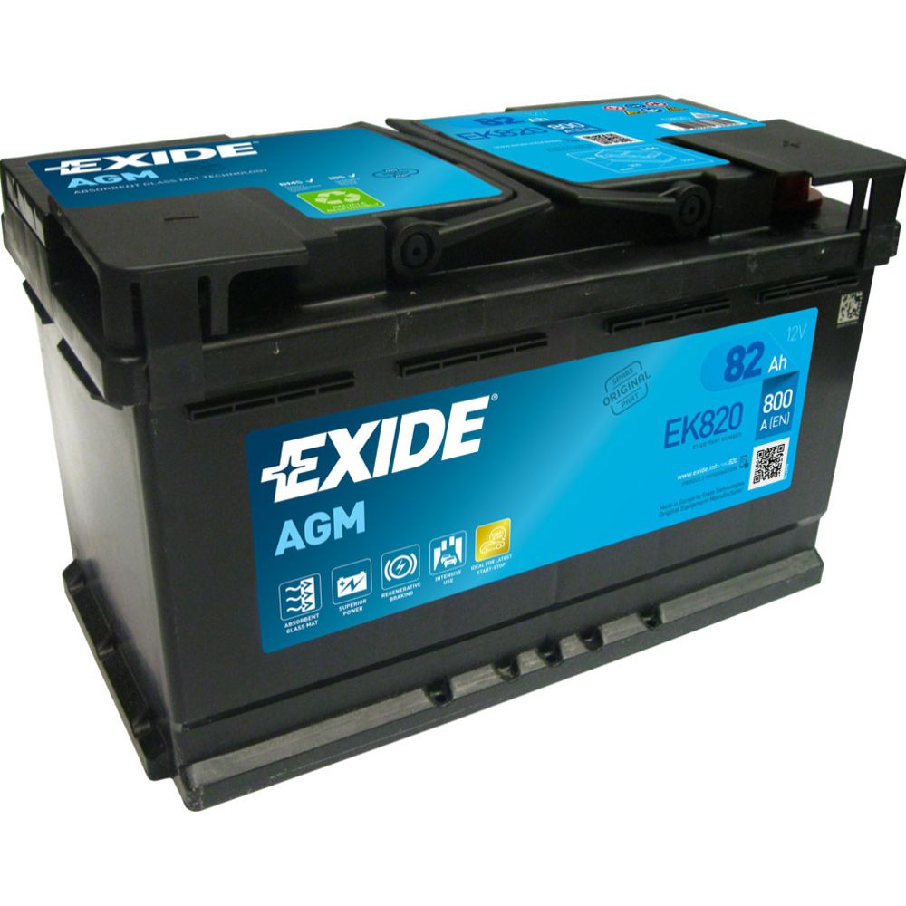 Exide EK820 80 Ah / 800 A aku, P 315 x L 175 x K 190 -+