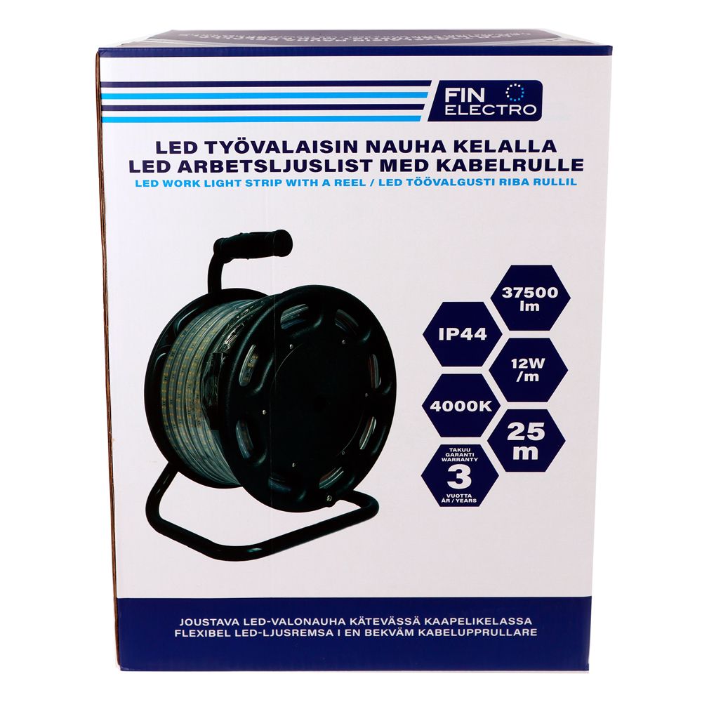 Finelectro valokaapeli kelalla 230 V 25 m 37500 lm 4000 K
