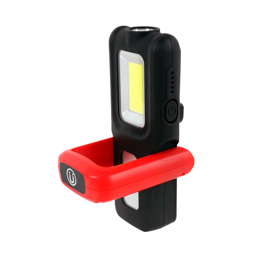 Berg Dual Power LED-arbetslampa uppladdningsbar/3 x AAA 10 W COB + 5 W LED 500 lm röd