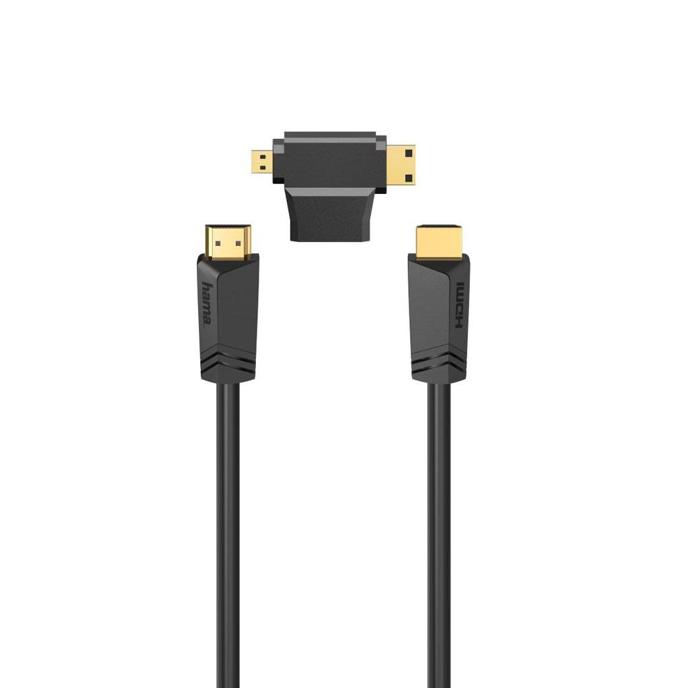 Hama HDMI kaabel, HDMI isane - HDMI isane + Type-C/-D -adapter, 4K, 1,5 m