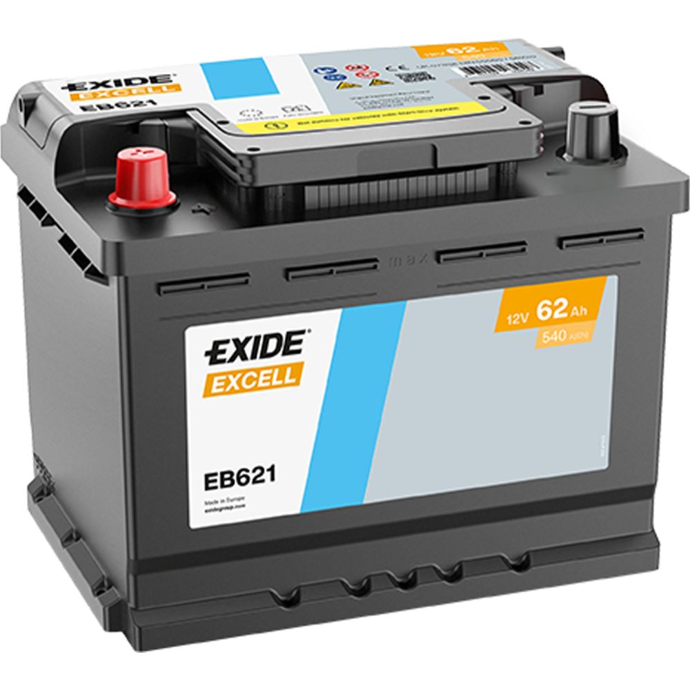 Exide EB621 62 Ah / 540 A batteri L242 x B175 x H190 +-
