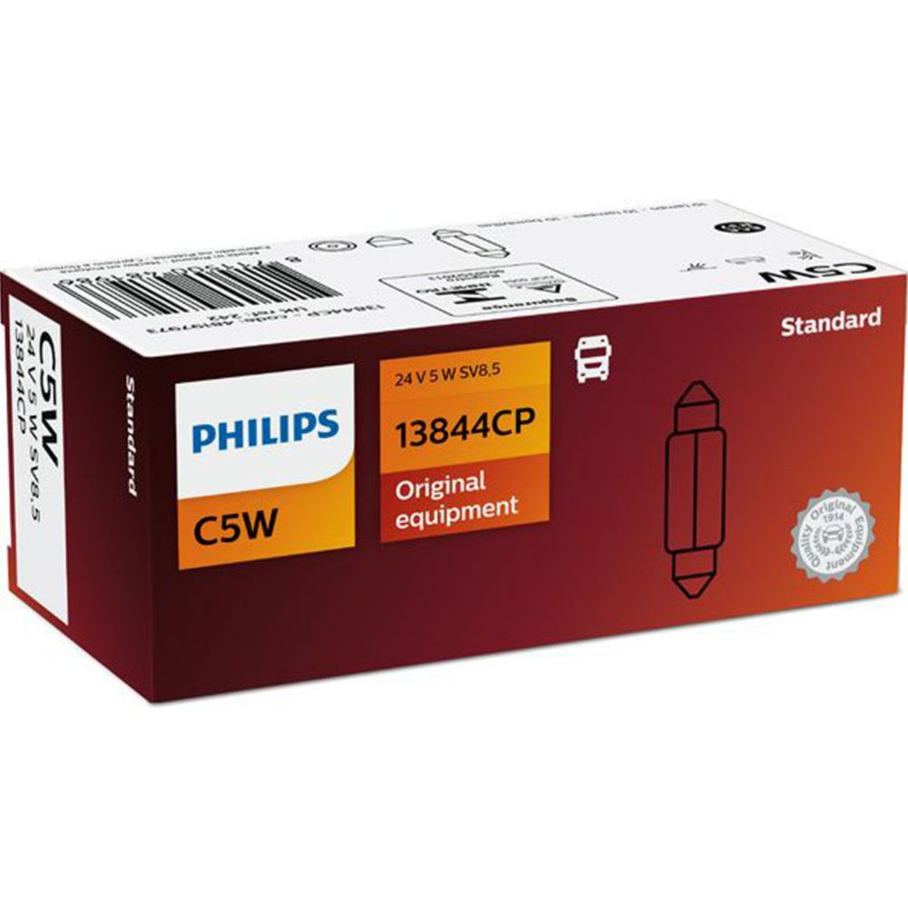Philips SV8,5 spollampa, festong 36 mm 24V 5W C5W 10 st.