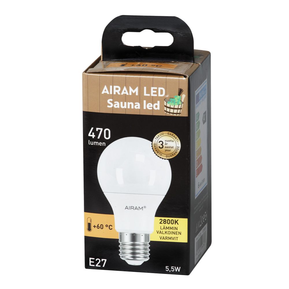Airam LED saunalamppu E27 4,5W 2800 K 470 lm