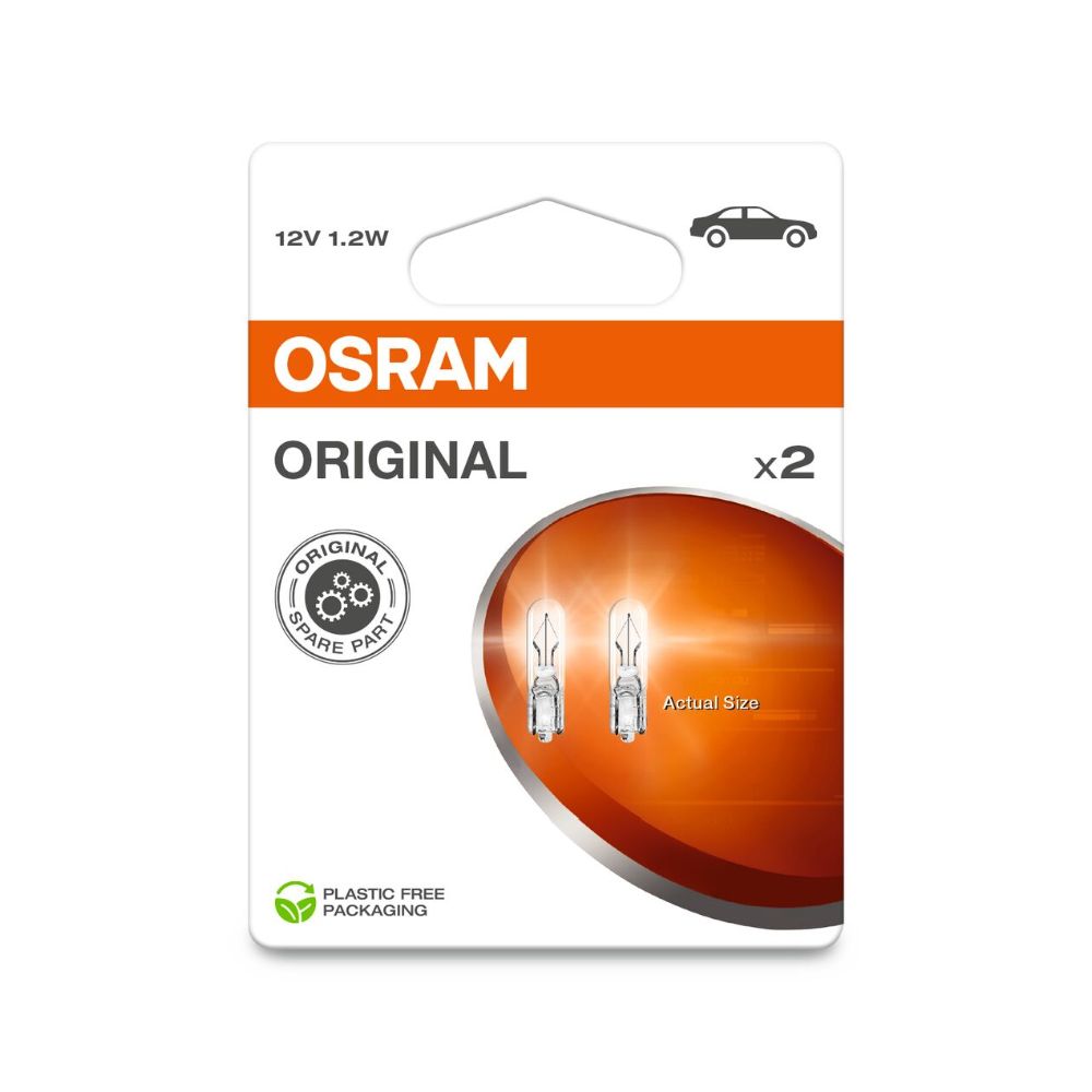 Osram Lasikantapolttimopari 12V 1,2W W1,2W (T5)