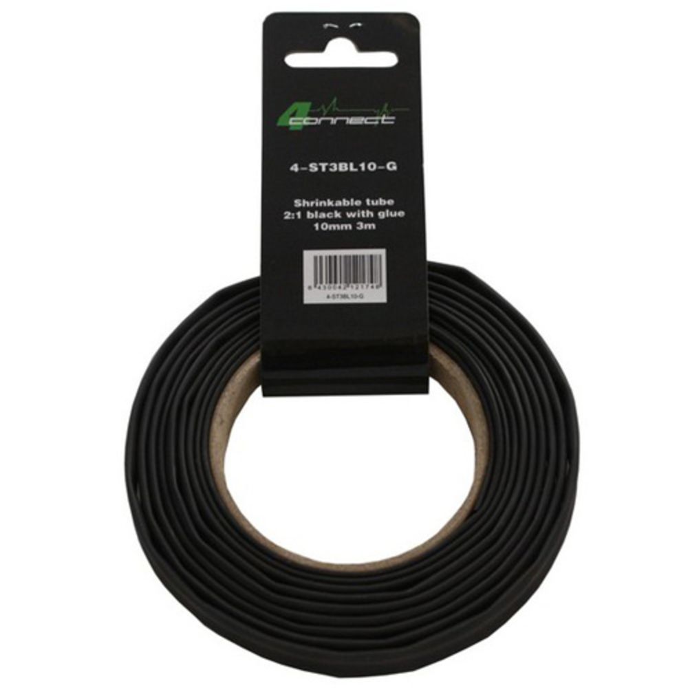 FOUR Connect Kutistesukka liimalla, 2:1 musta 10mm 3m