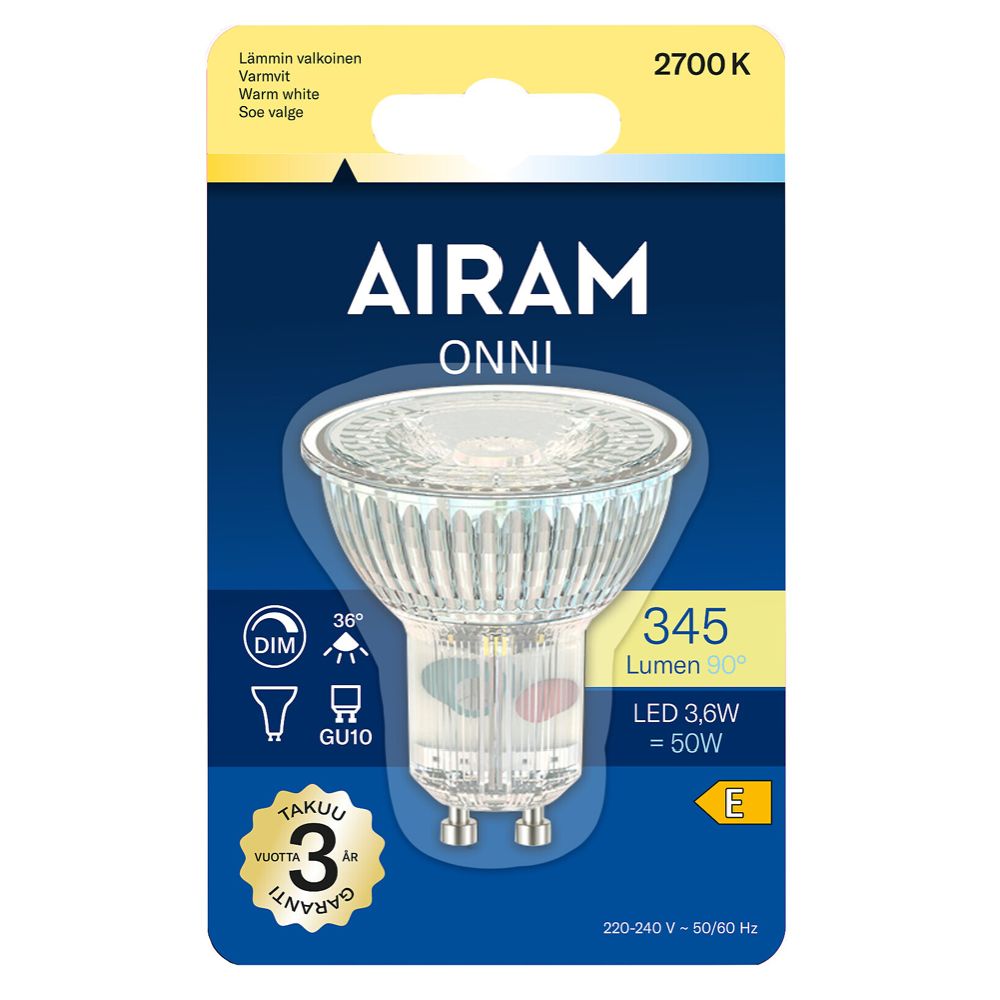 Airam LED-spotlight GU10 3,6 W 2700 K 345 lm dimbar