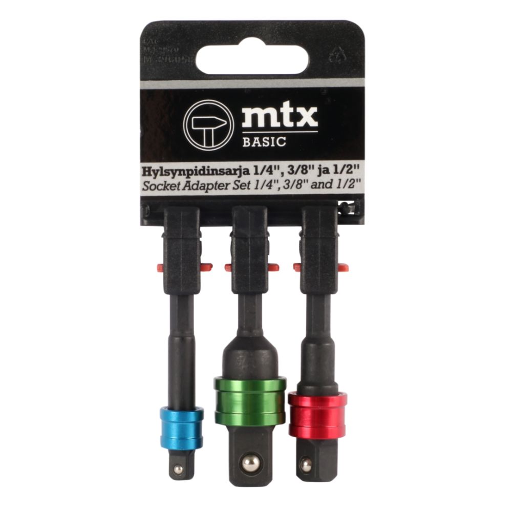 MTX Tools Basic hylsadaptersats 1/4’’, 3/8’’ & 1/2’’ 70 mm