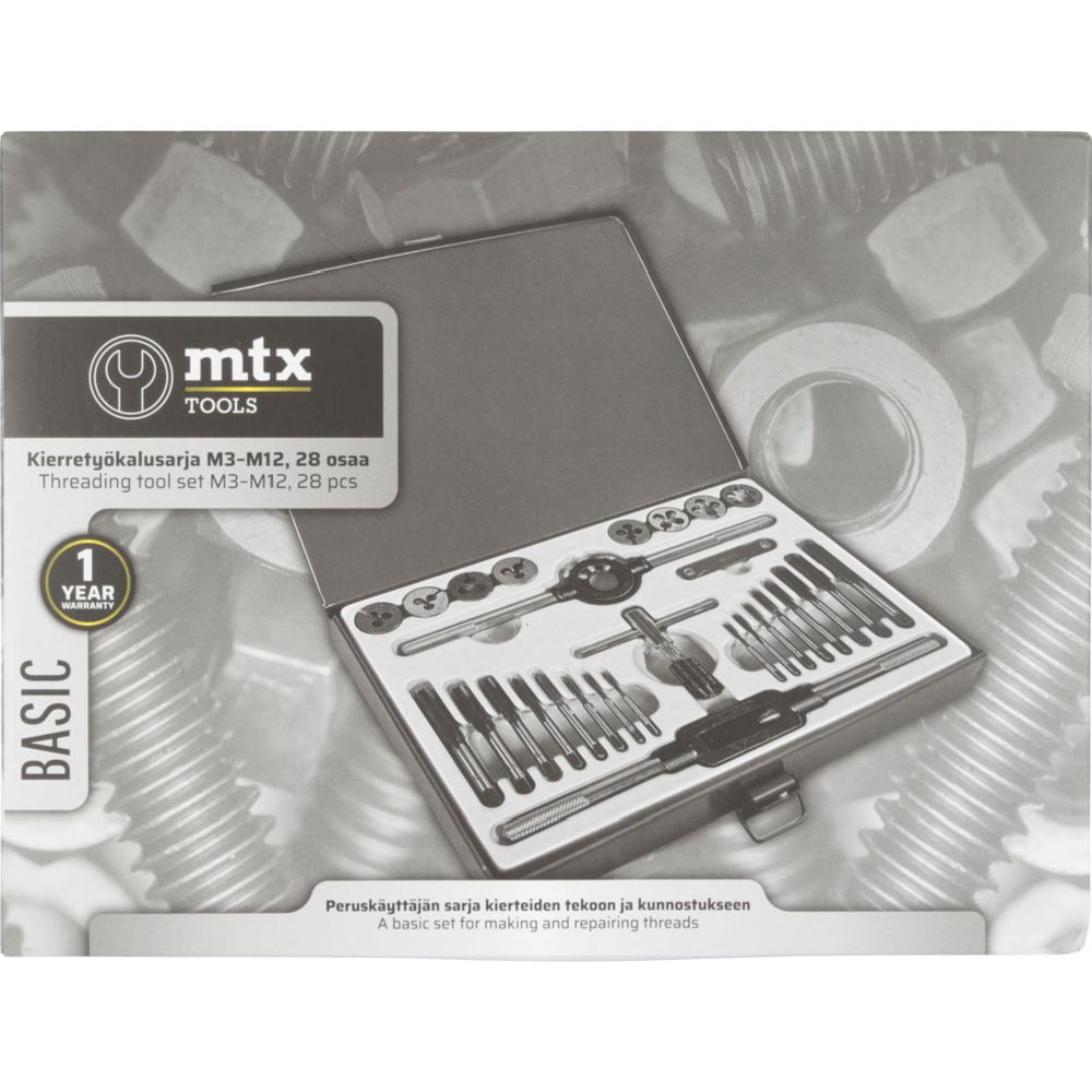 MTX Tools Basic gängverktygssats M3–M12, 28 delar