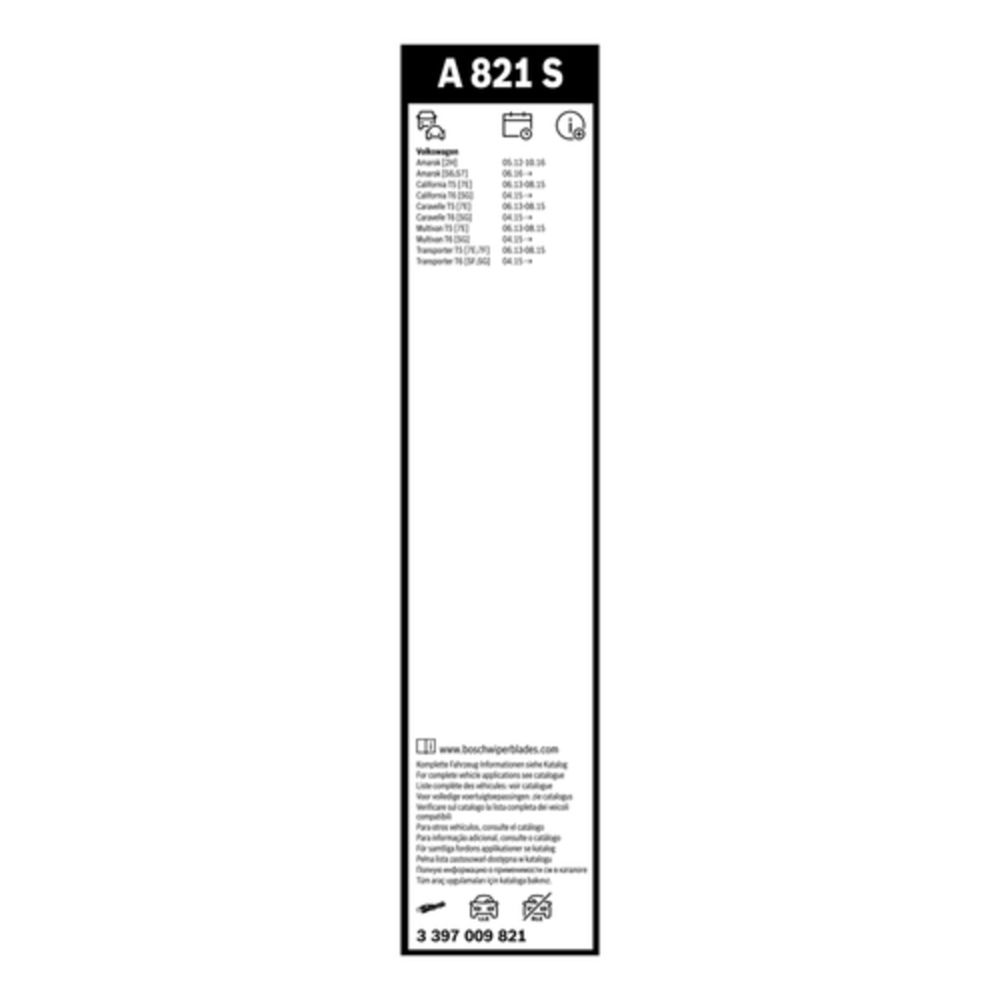 Bosch Aerotwin A821S pyyhkimensulkasarja 60+60 cm