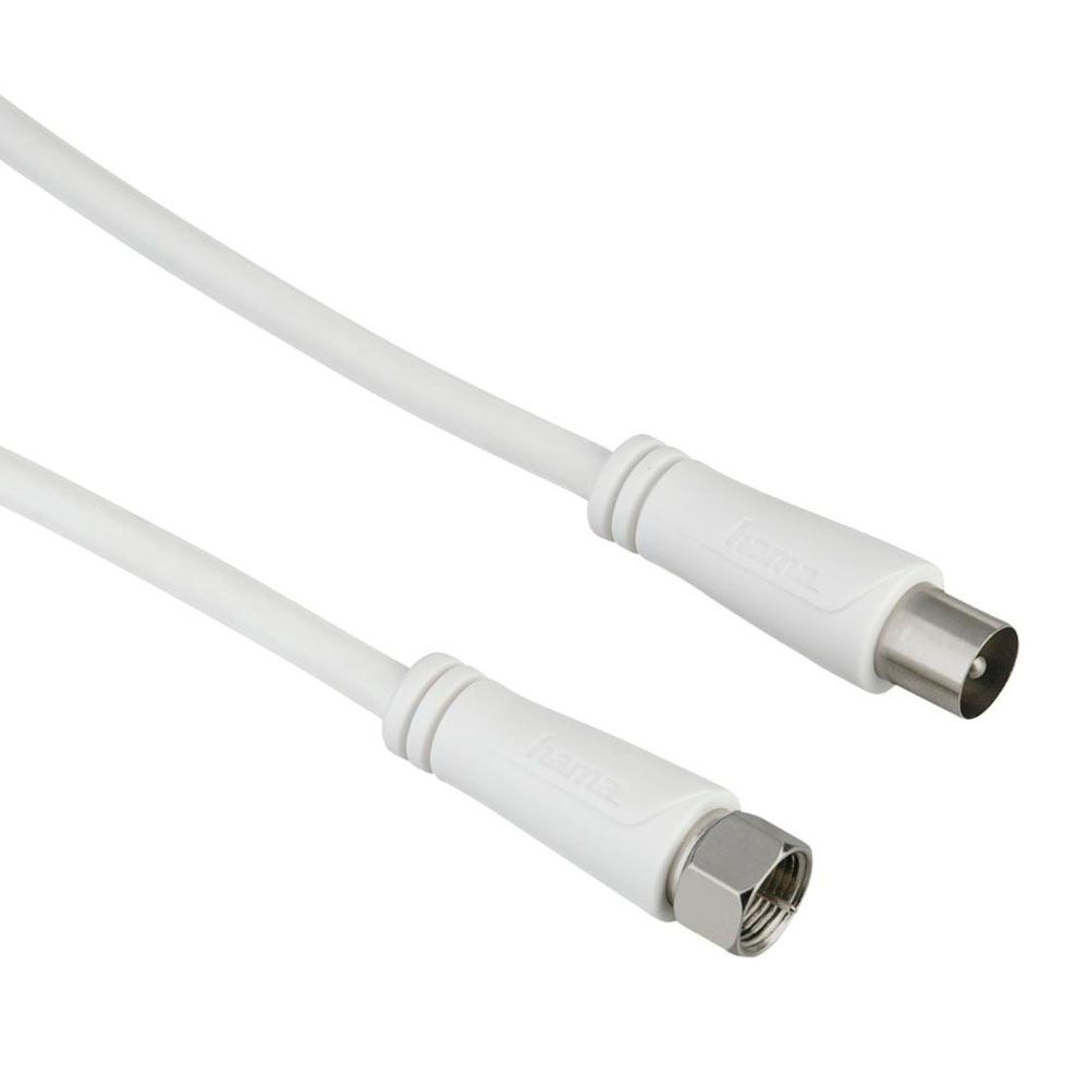 Hama antennikaabel SAT, Coax isane - F-liitmik isane, 1,5 m, 90 dB, valge