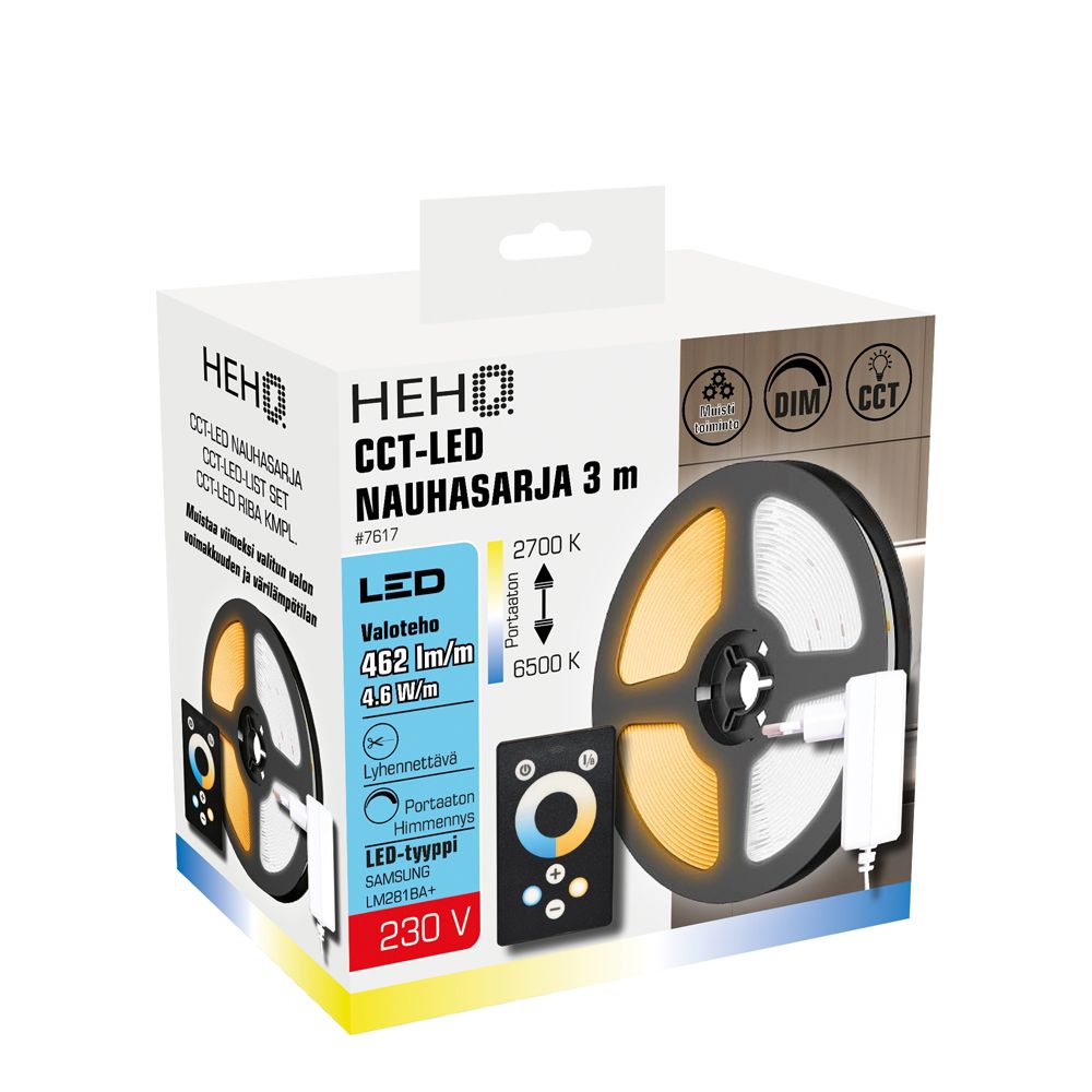 Hehq CCT LED valonauhasarja kaukosäätimellä 2700-6500 K 3 m IP20