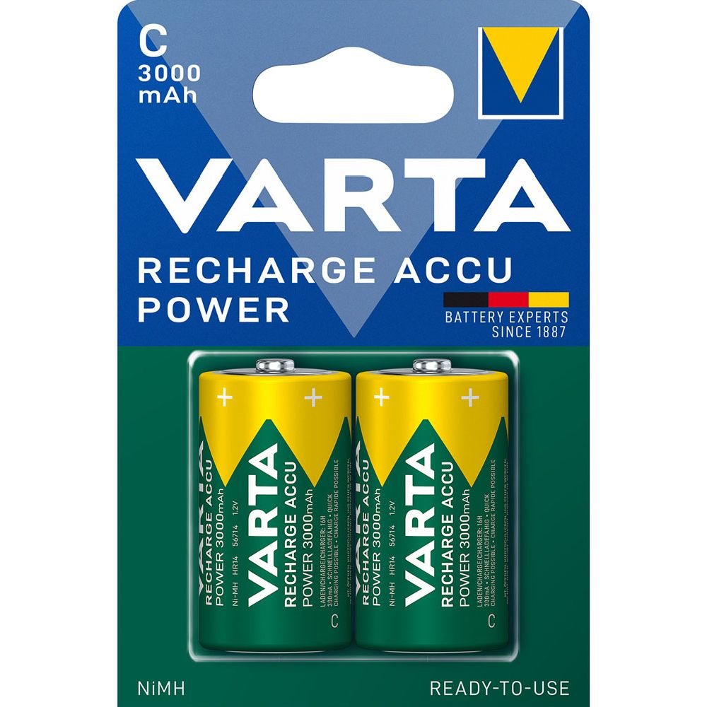 VARTA Recharge Accu Power C 3000 mAh laddningsbara batterier, 2 st.