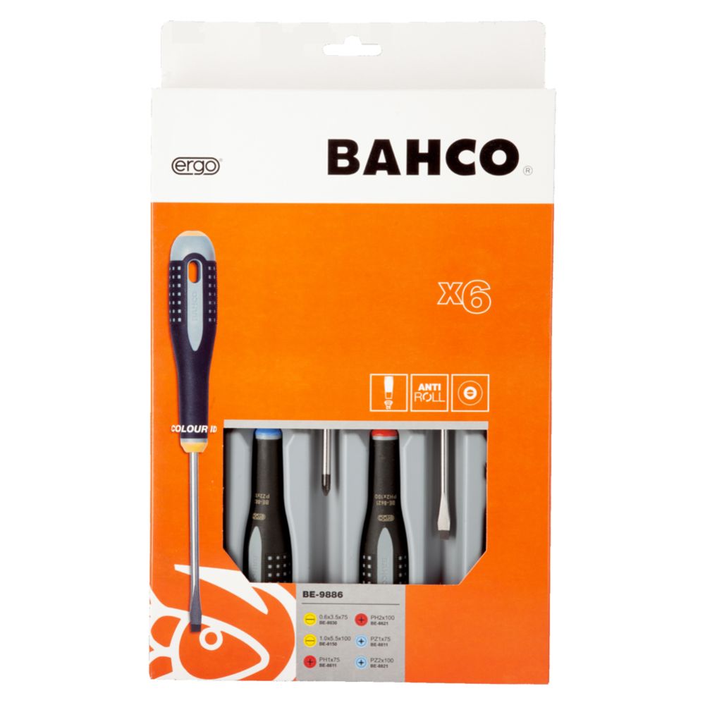 Bahco BE-9886 Ergo 6-osaline kruvikeerajate komplekt