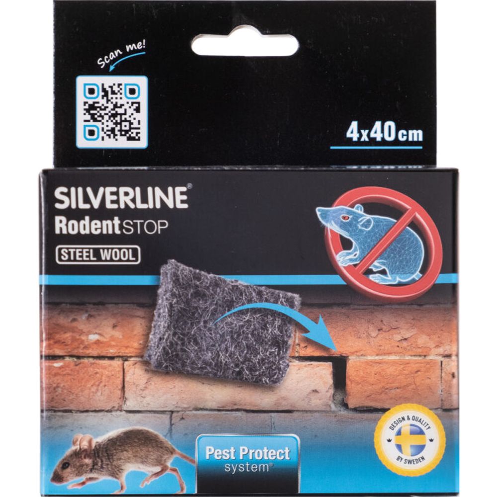 Silverline teräsvilla hiirille ja rotille 4 x 40 cm
