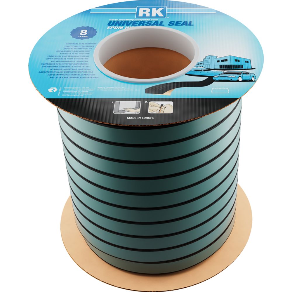 RK EPDM tätningslist universal 8 x 15 mm, 50 m svart
