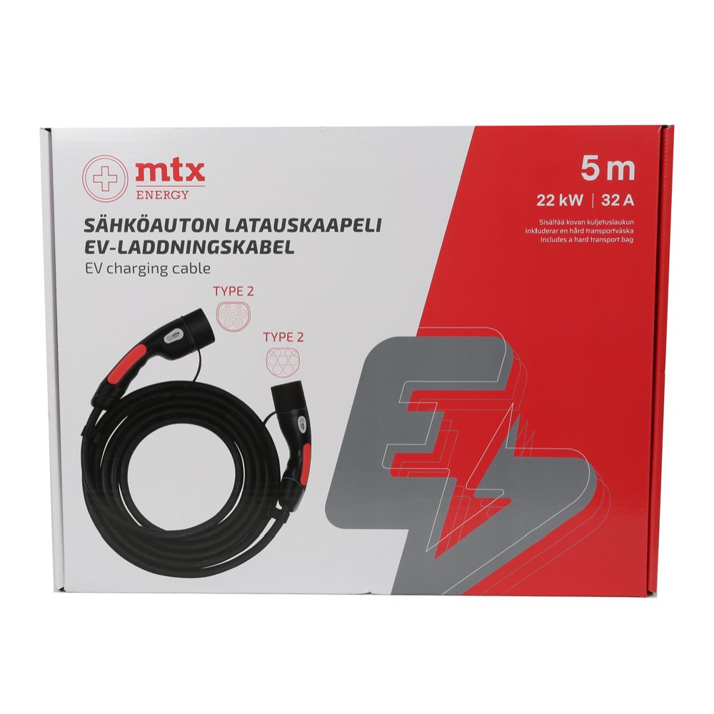 MTX Energy sähköauton latauskaapeli 22 kW 5 m