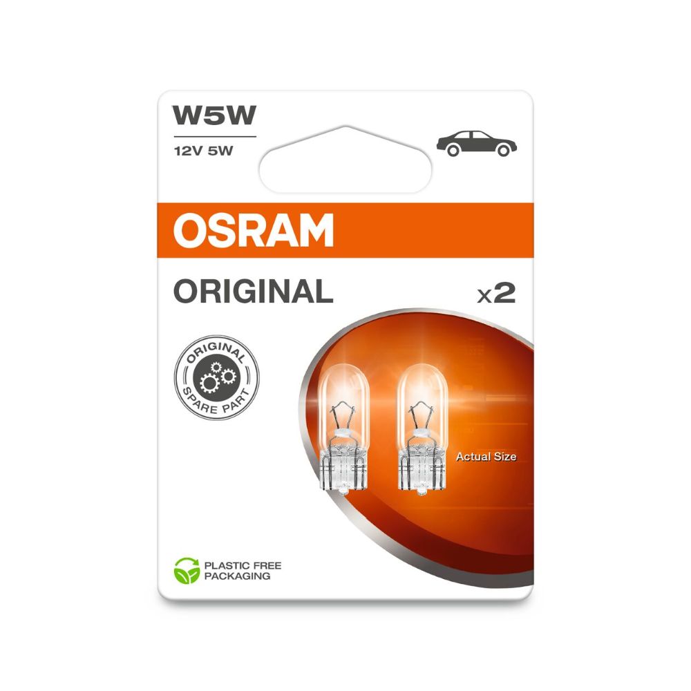 Osram Lasikantapolttimopari 12V 5W W5W (T10)