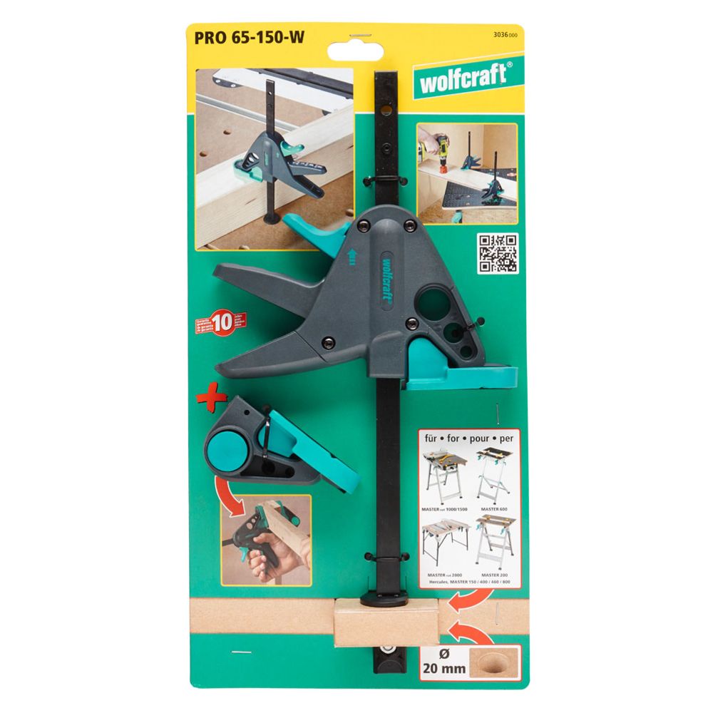 Wolfcraft® PRO 65-150-W pikapuristin työpöytiin