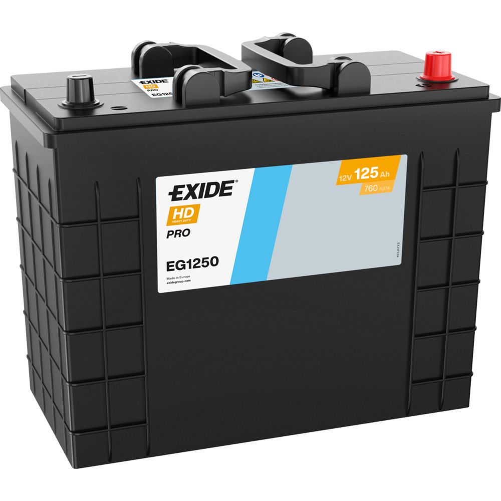 Exide EG1250 125 Ah / 760 A batteri L349 x B175 x H290 -+