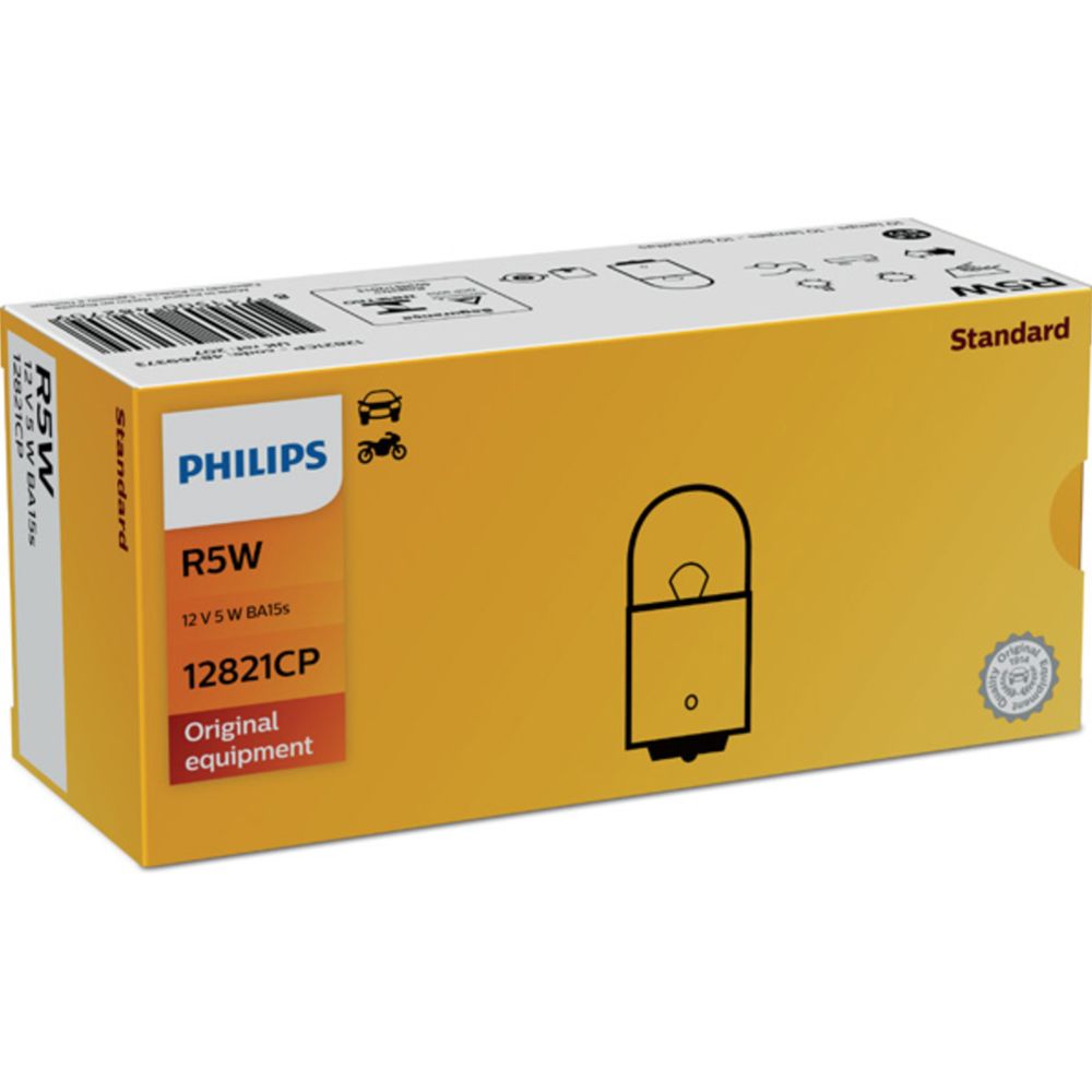 Philips BA15s metallsockellampa 12V 5W R5W 10 st.