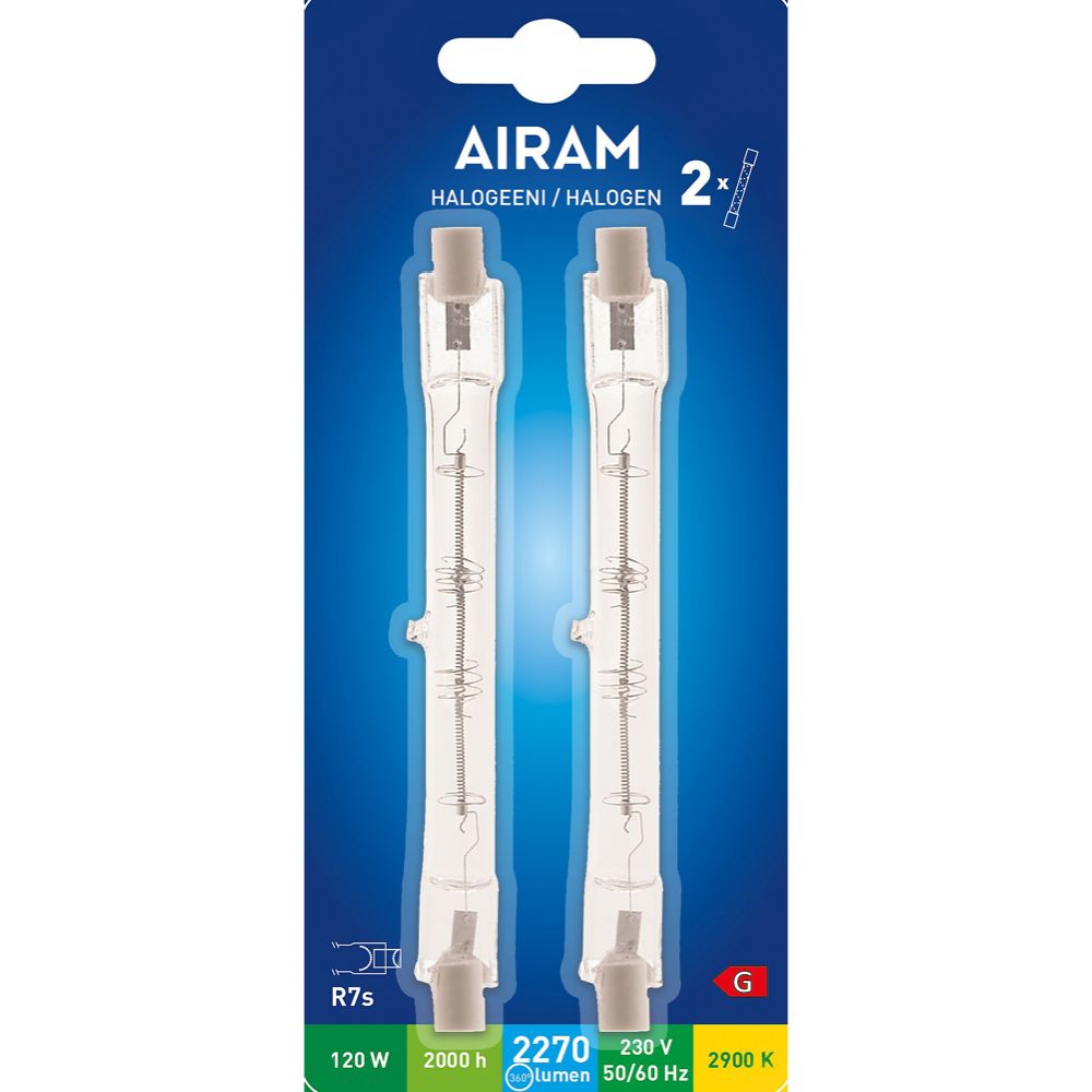 Airam halogenlampa 120 W R7S 118 mm 2 st.