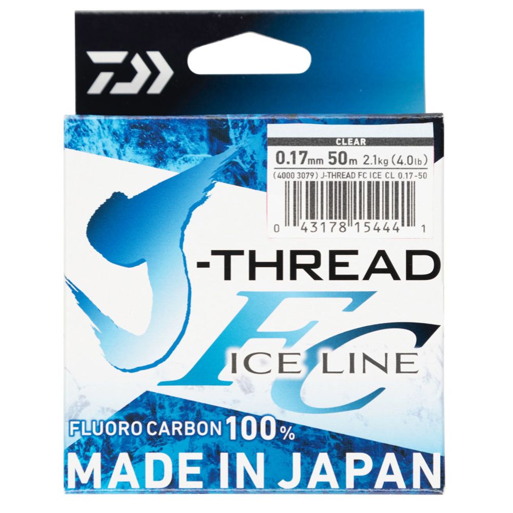 Daiwa J-Thread ICE fluorocarbon 50 m 0,17 mm färglös pimpellina