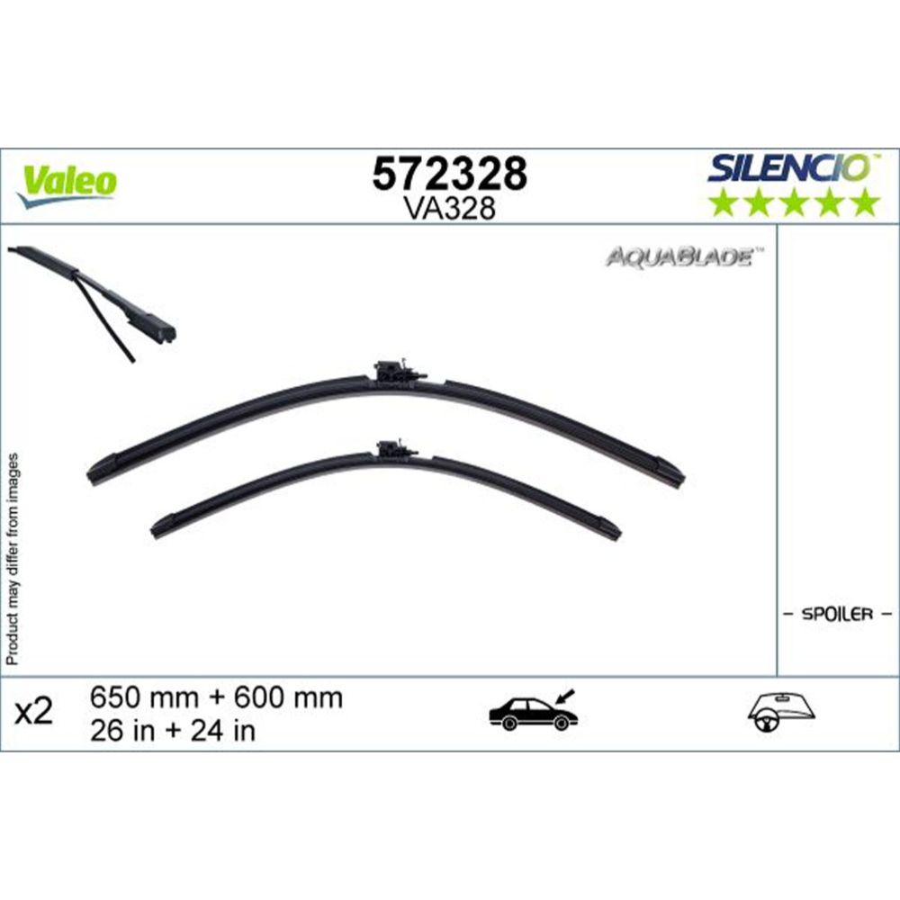 Valeo Aquablade Silencio VA328 torkarblad 2 st. 65 + 60 cm