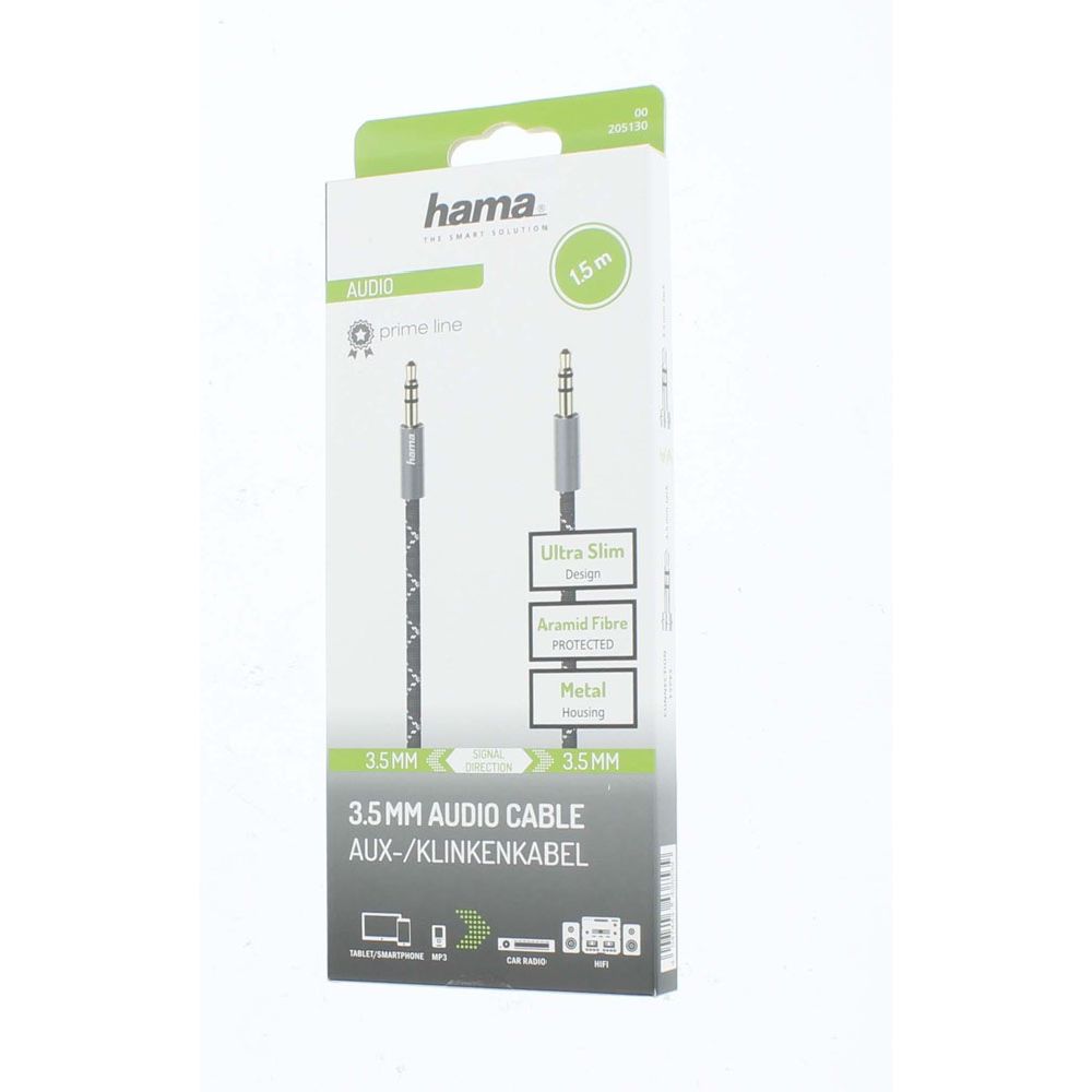 Hama Audiokaapeli, 3,5 mm uros - 3,5 mm uros, "Metal", 1,5 m