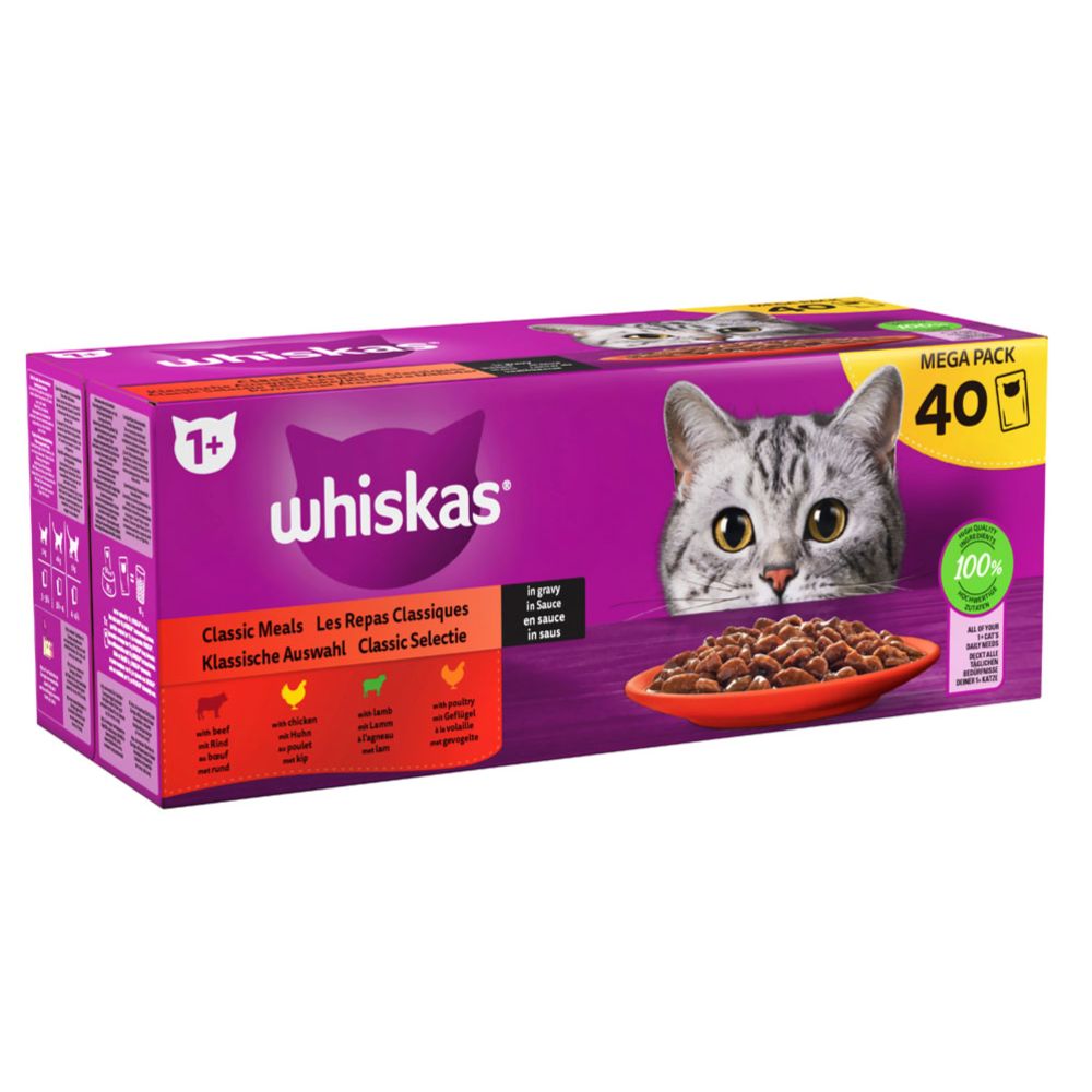 Whiskas 1+ Perinteiset Ateriat kastikkeessa 40 x 85 g