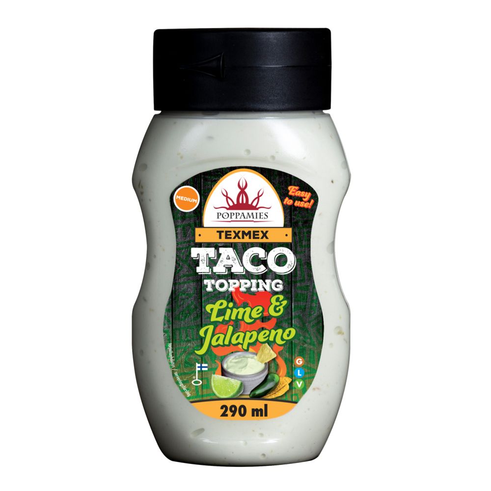 Poppamies Texmex Taco Topping Lime & Jalapeno maustekastike 290 ml