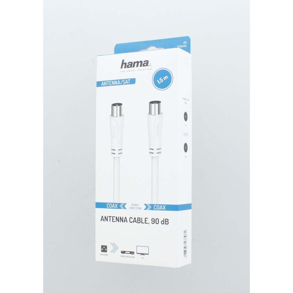 Hama antennikaabel Coax isane - Coax emane 1,5 m 90 dB valge
