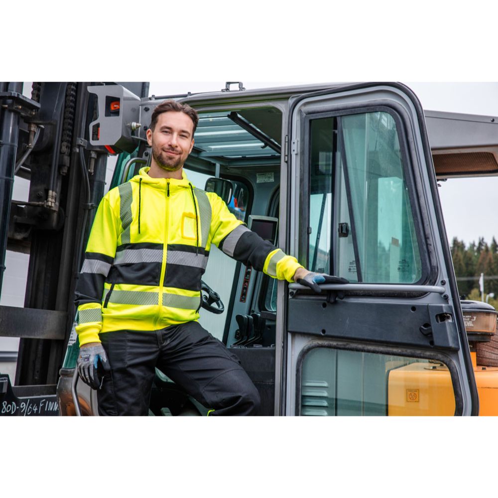MTX Workgear huvtröja med dragkedja varsel gul/svart