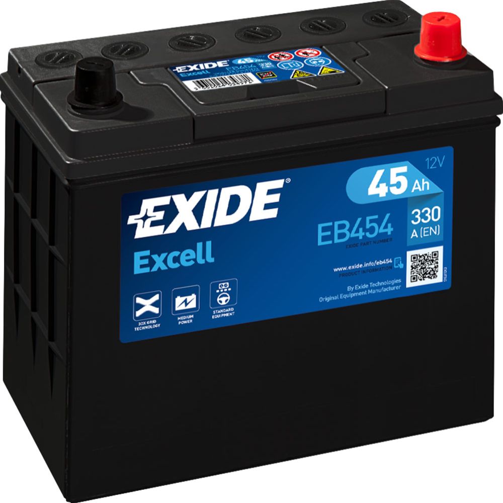 Exide EB454 45 Ah / 330 A aku, P 237 x L 127 x K 227 -+