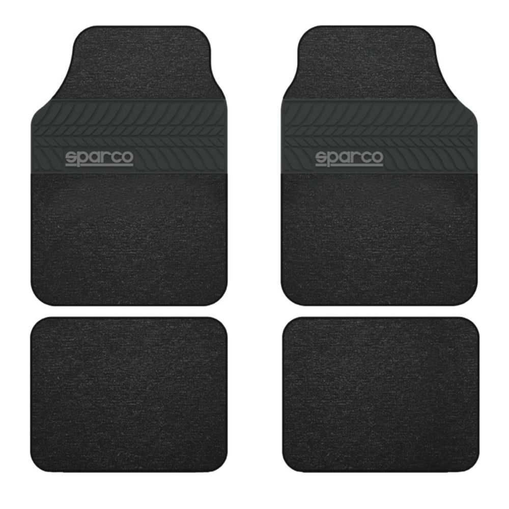 Sparco bilmattsats, textil, 4 delar, svart