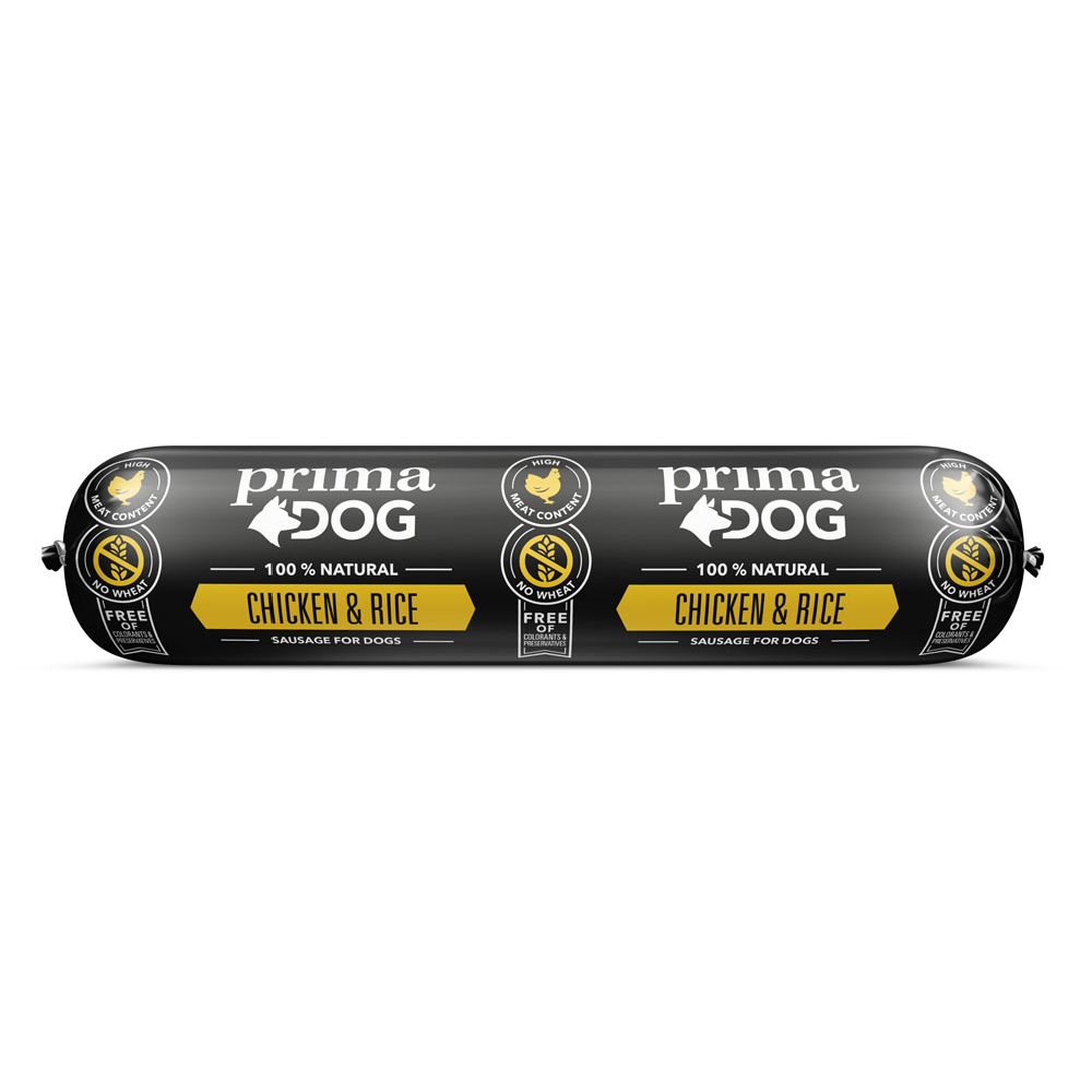 PrimaDog kyckling-ris korv 800 g