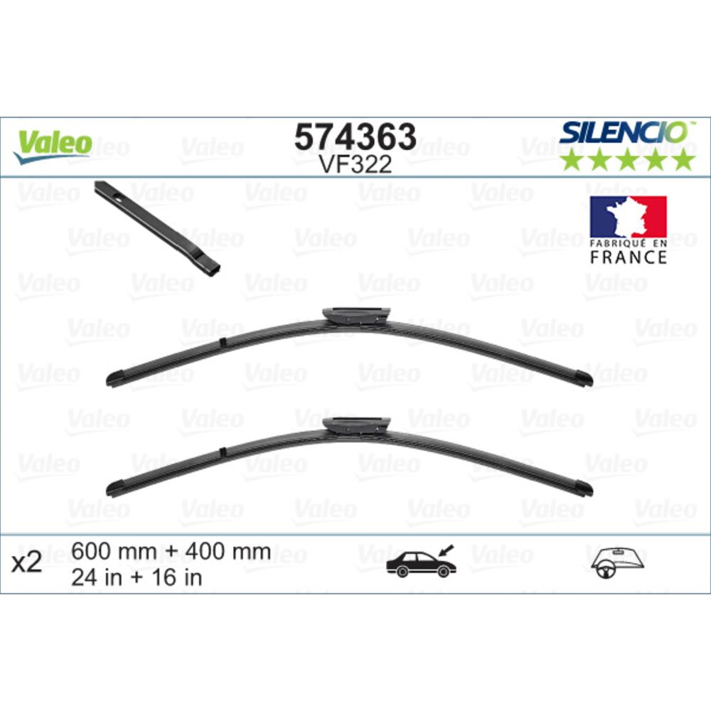 Valeo X-trm/AeroTwin VM322/VF322/A116S torkarblad 2 st. 60 + 40 cm