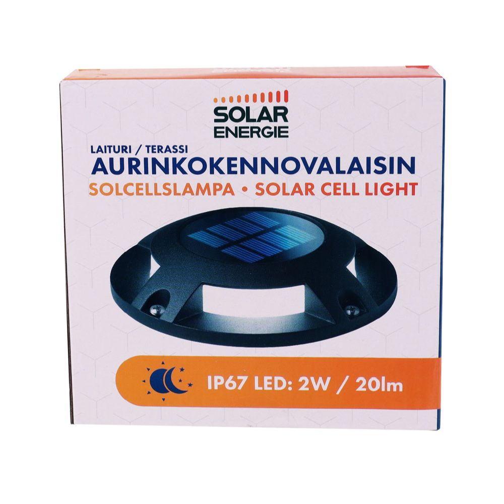 Solar Energie terassi- ja laiturivalaisin aurinkokennolla 2 W 20 lm IP67