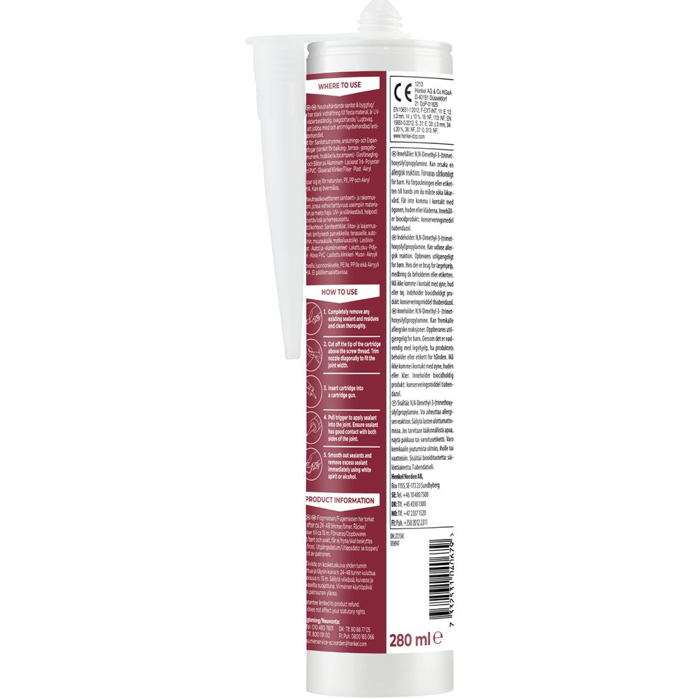 Pattex Sanitet- och Byggsilikon 280 ml Vit
