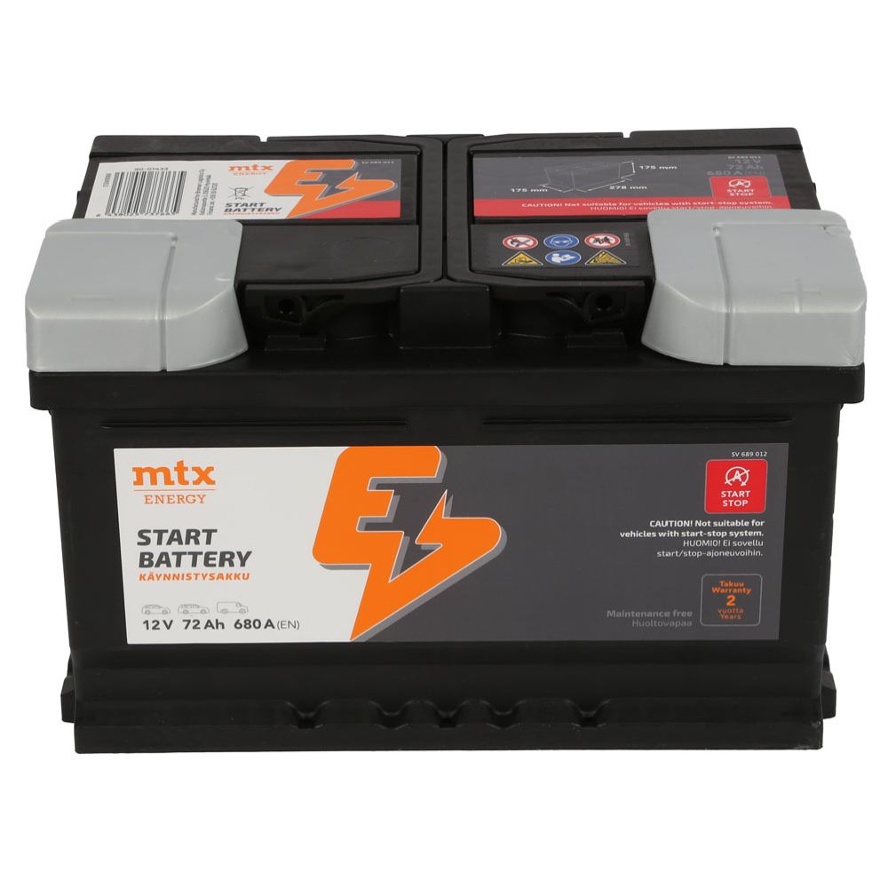 MTX Energy käivitusaku, 72 Ah / 680 A, P 278 x L 175 x K 175, -+